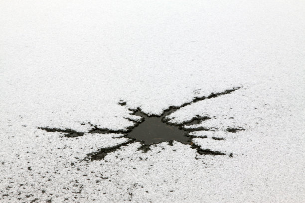 中国冬季湖面上的裂缝图片下载