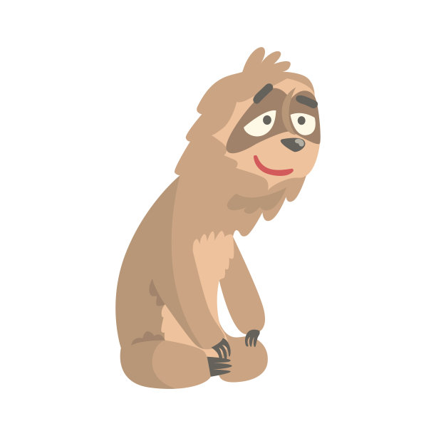 可爱的卡通人物树懒坐在地板上，搞笑的热带动物矢量插画图片下载