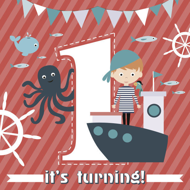 生日贺卡与海洋设计图片下载