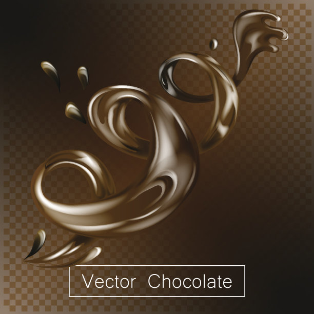 飞溅和旋转巧克力液体的设计使用孤立的3d插图图片下载