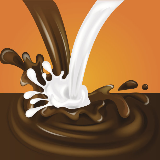 巧克力和牛奶液体的溅和旋转设计使用孤立的3d插图图片下载