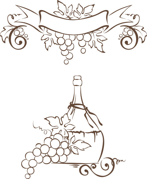 框架葡萄和瓶子图片下载