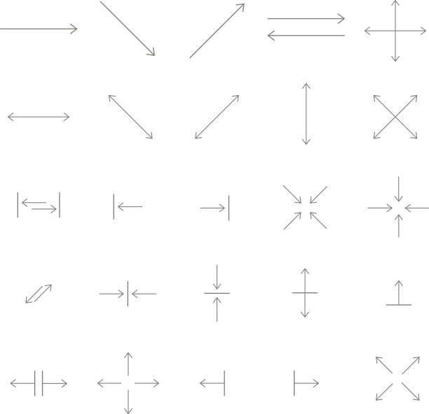 箭头矢量图标设置在细线样式。图片下载