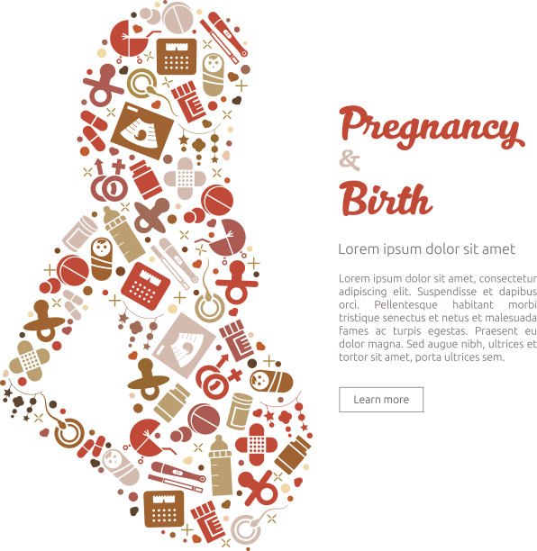 怀孕和分娩矢量图：孕妇轮廓图片下载