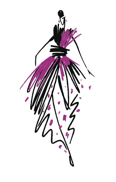 时尚女孩素描手绘，程式化轮廓孤立。向量时装插图。图片下载