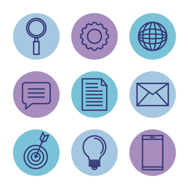 一套数字营销和媒体策略元素图标图片下载