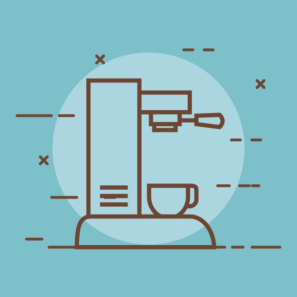 咖啡机用一个杯子可以用于家庭餐厅的线性设计图片下载