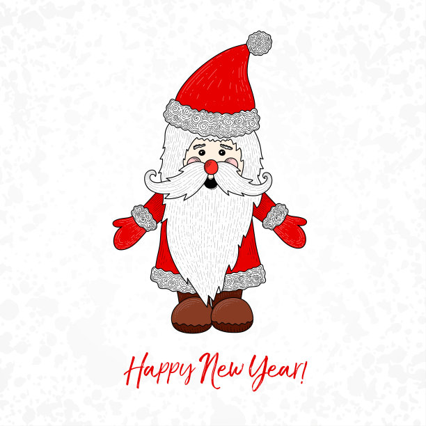 白色背景上的圣诞老人。矢量插图复古圣诞卡图片下载