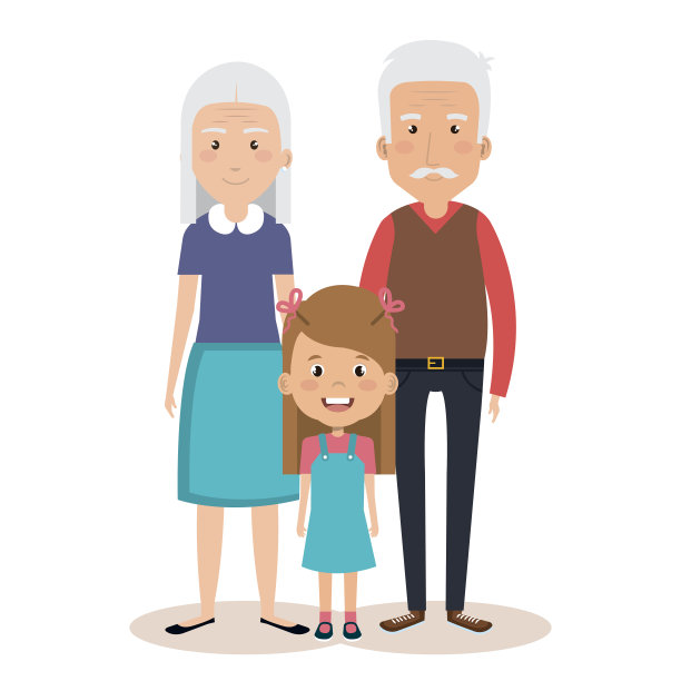 祖父母夫妇和孙女的虚拟角色图片下载