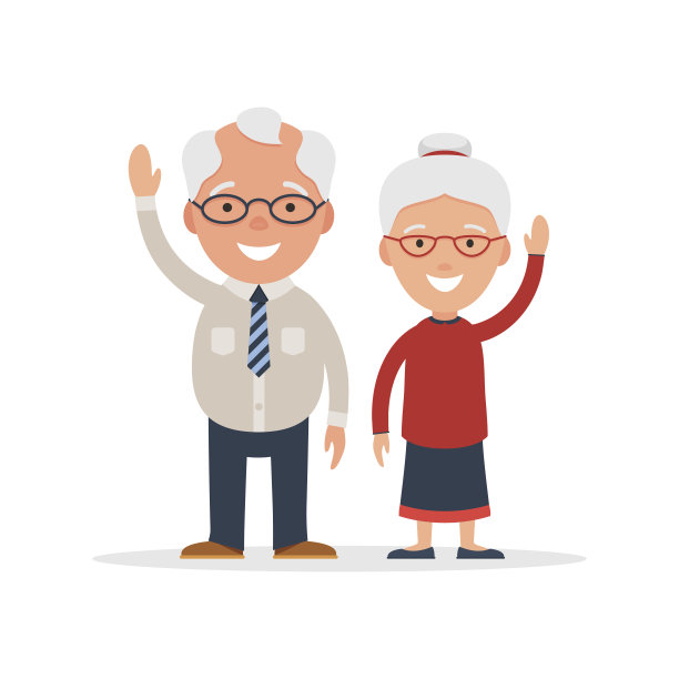 一对老年夫妇挥手致意图片下载