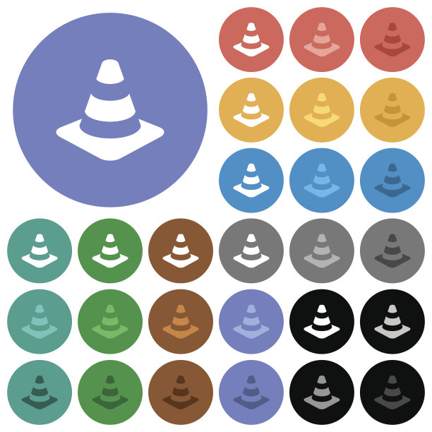 交通圆锥体圆形多色图标图片下载