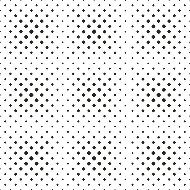 无缝半色调斑点模式的圆角正方形在白色的背景。明暗差别强烈的半色调的背景。向量图片下载