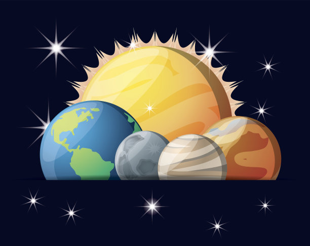 太阳和太阳系的行星在宇宙中素材图片