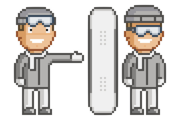 矢量像素艺术雪板上的白色背景图片下载