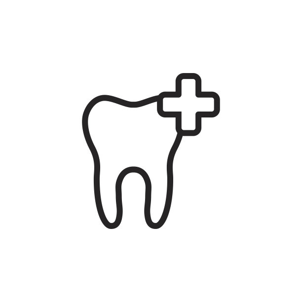 线添加牙齿图标的白色背景图片下载