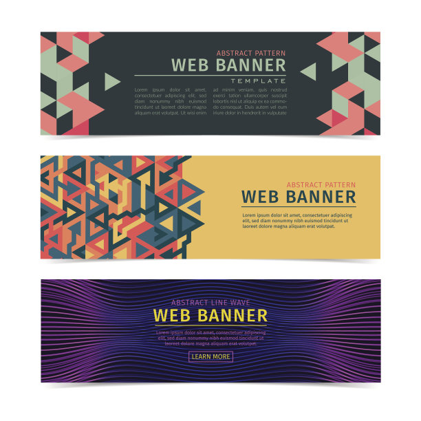 一套网页横幅的集合布局。矢量插图。图片下载