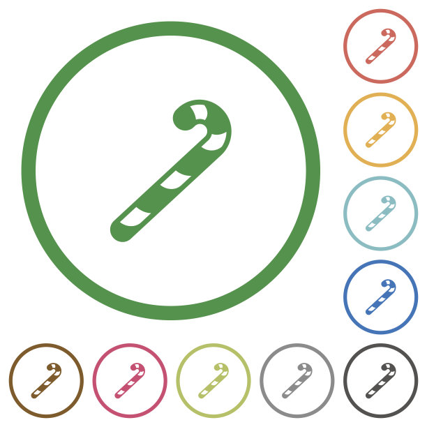 糖果手杖与轮廓平面图标图片下载