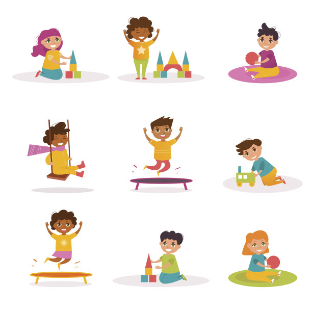 以玩耍的孩子为背景。向量图片下载