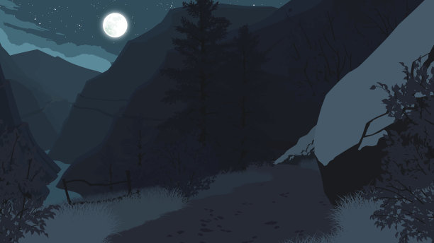 山地森林景观插图图片下载