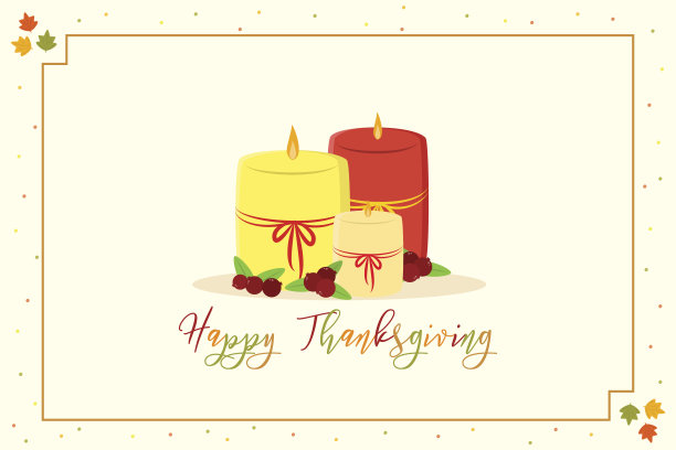 感恩节贺卡设计蜡烛卡通矢量图图片下载