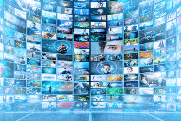 信息网络的概念。虚拟博物馆。视频流服务。素材图片