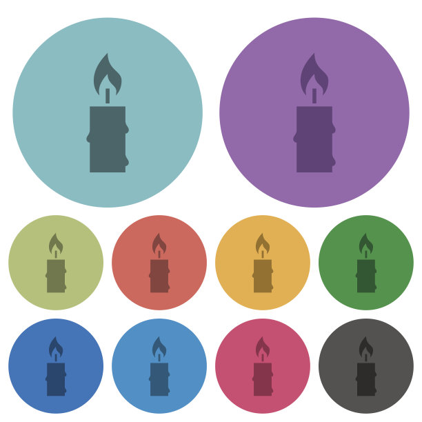 燃烧的蜡烛与熔化的蜡颜色较暗的平图标图片下载