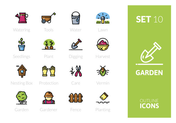轮廓颜色图标设置在瘦现代设计风格图片下载