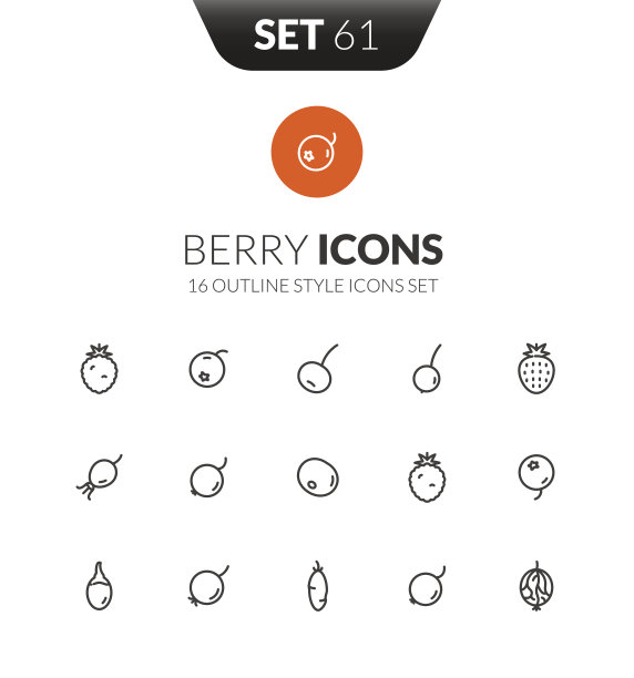 轮廓黑色图标设置在瘦现代设计风格图片下载