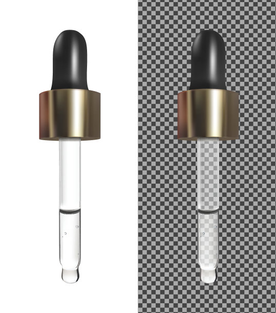 逼真的矢量玻璃滴化妆品和药物图片下载