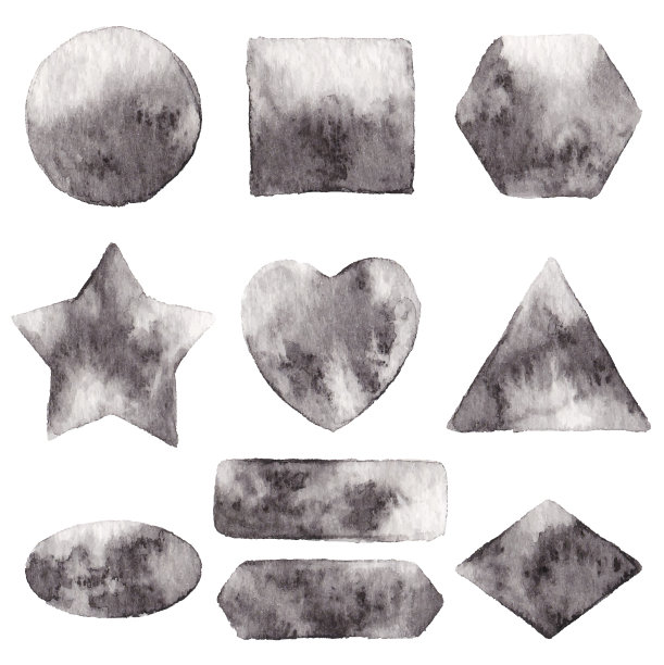 水彩形状元素灰色图片下载