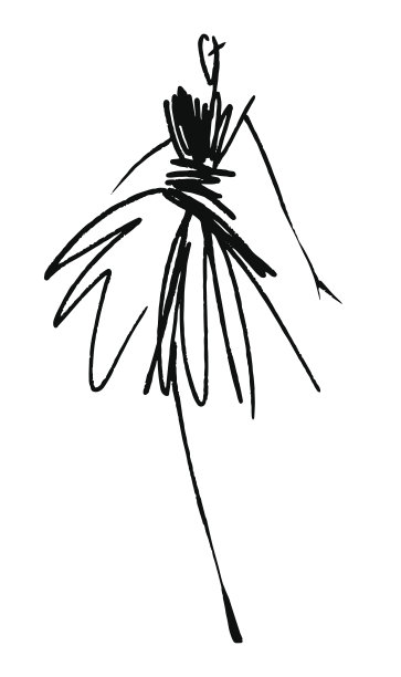 时尚女孩素描手绘，程式化轮廓孤立。向量时装插图。图片下载