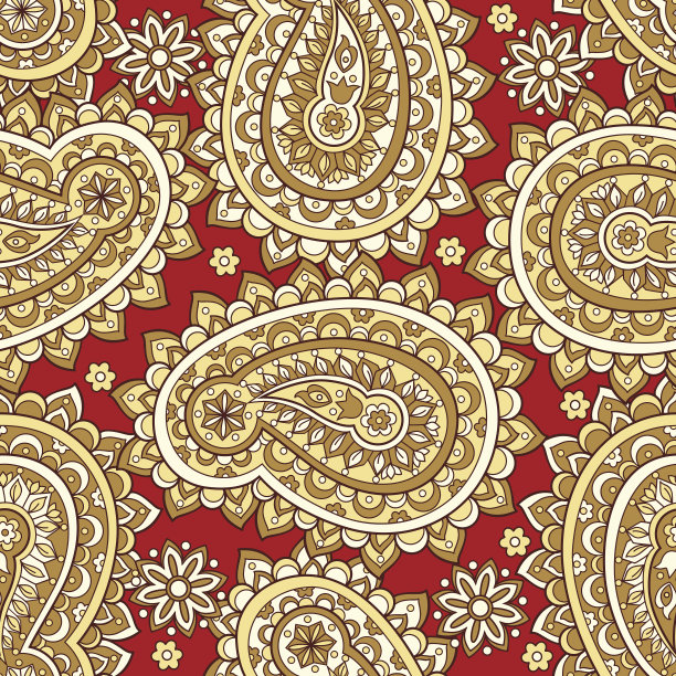 佩斯利无缝花卉图案。亚洲的背景图片下载