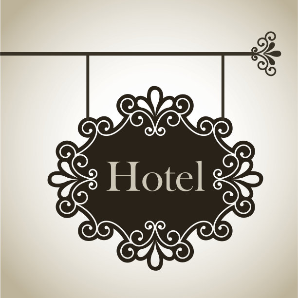 酒店框架在复古背景矢量插图图片下载