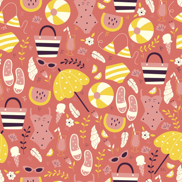 手绘假期无缝模式。图片下载