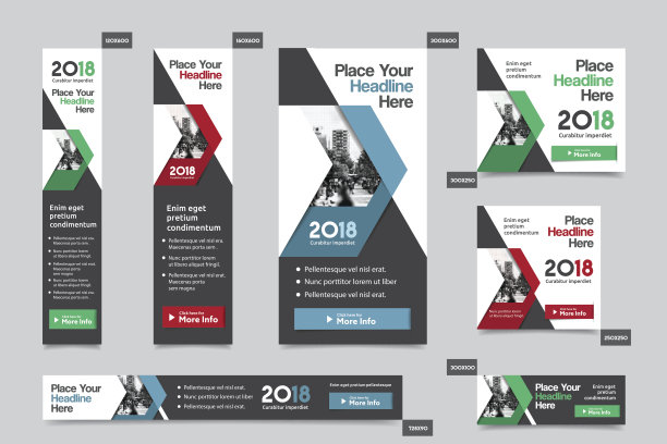 城市背景企业网站横幅模板在多个大小。图片下载