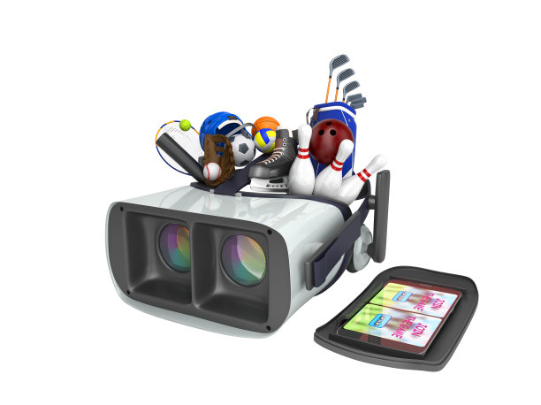 体育游戏的概念在虚拟现实中3d渲染在白色背景上没有阴影图片下载