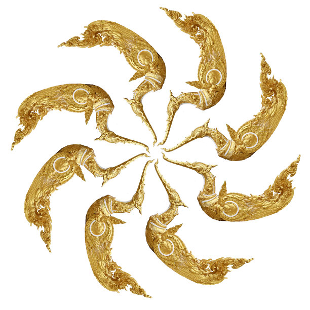 旋转金色艺术神秘鸟，灯架设计的天鹅雕像孤立在白色背景，泰国传统古代独特风格的照明灯，家装神话风格图片下载