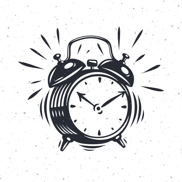 手绘闹钟孤立在白色背景。图片下载