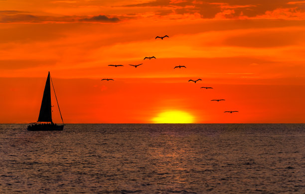 帆船日落图片下载
