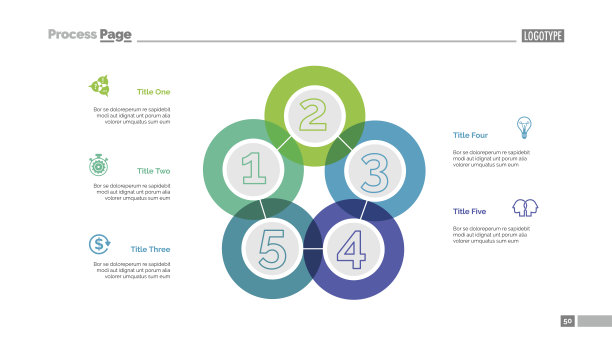 五序列图幻灯片模板图片下载