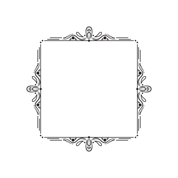 黑色复古优雅的框架与字母组合图片下载