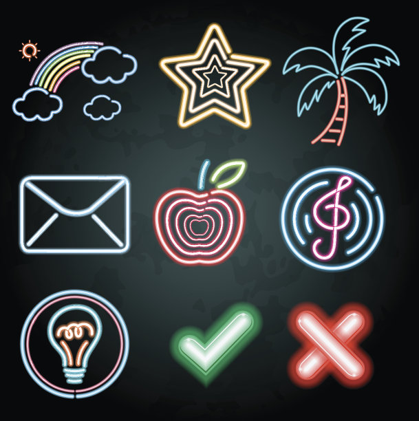 用霓虹灯装饰不同的物品素材图片