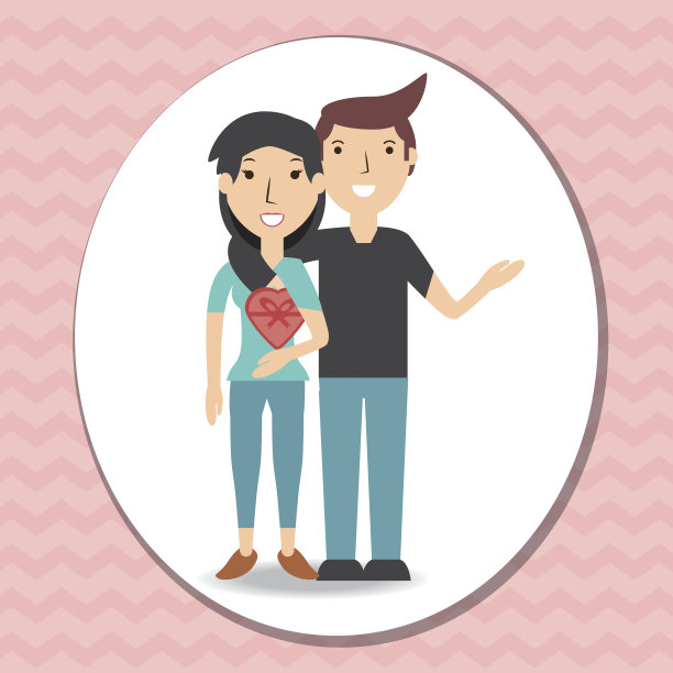 幸福的情侣情人与礼物图片下载