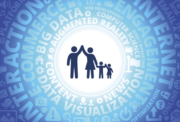 家庭图标在互联网现代技术词汇背景下图片下载