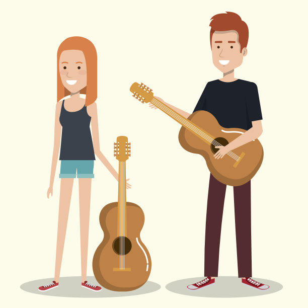 一对演奏乐器的音乐家图片下载