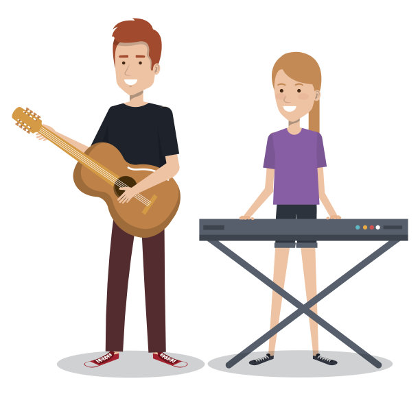 一对演奏乐器的音乐家图片下载