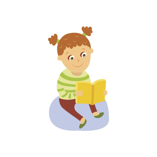 小女孩坐在地板上看书图片下载