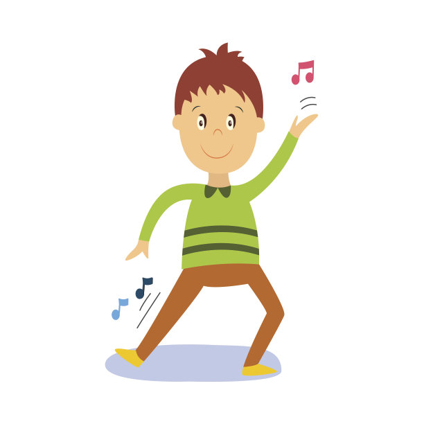 矢量平面卡通男孩舞蹈孤立图片下载