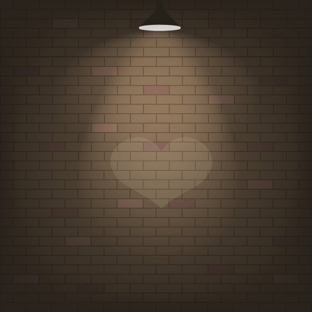 心聚光灯照在砖墙上。向量图片下载