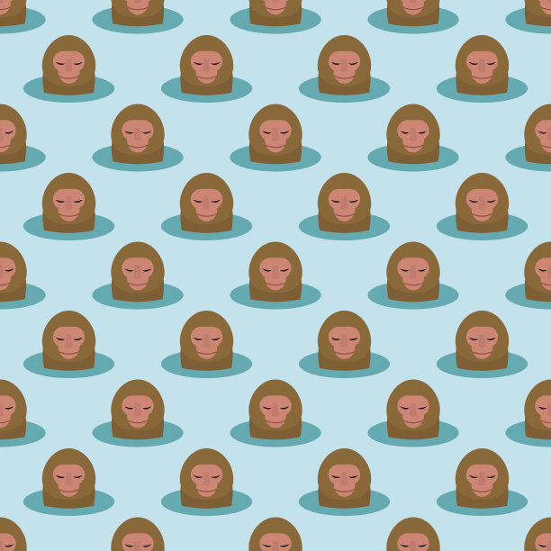 猴子头像无缝图案背景动物野生动物园猿猴黑猩猩矢量插图图片下载